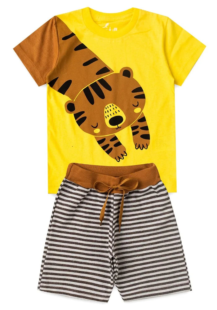 Conjunto Infantil Menino Verão Tigre Kangulu Amarelo