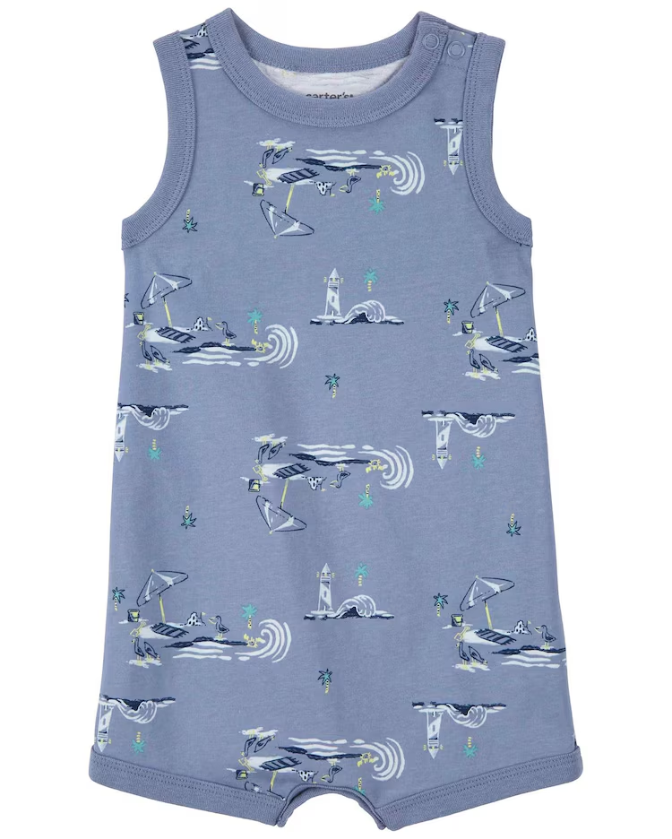 Macaquinho bebê com ondas azul | Carter's