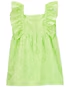 Vestido infantil com babados e laise verde | Carter's
