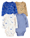 Kit body bebê 4 peças listrado com bichinhos multicor | Carter's