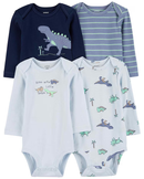 Enxoval bebê 8 peças manga longa listrado elefantes multicor | Carter's