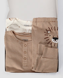 Kit conjunto longo bebê 3 peças leão + caixa de presente P nuvens multicor | Carter's