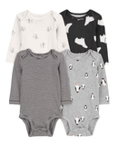 Kit body bebê 4 peças manga longa com estampa multicor | Carter's