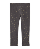 Calça legging infantil estrelas barra peluciada cinza | Carter's