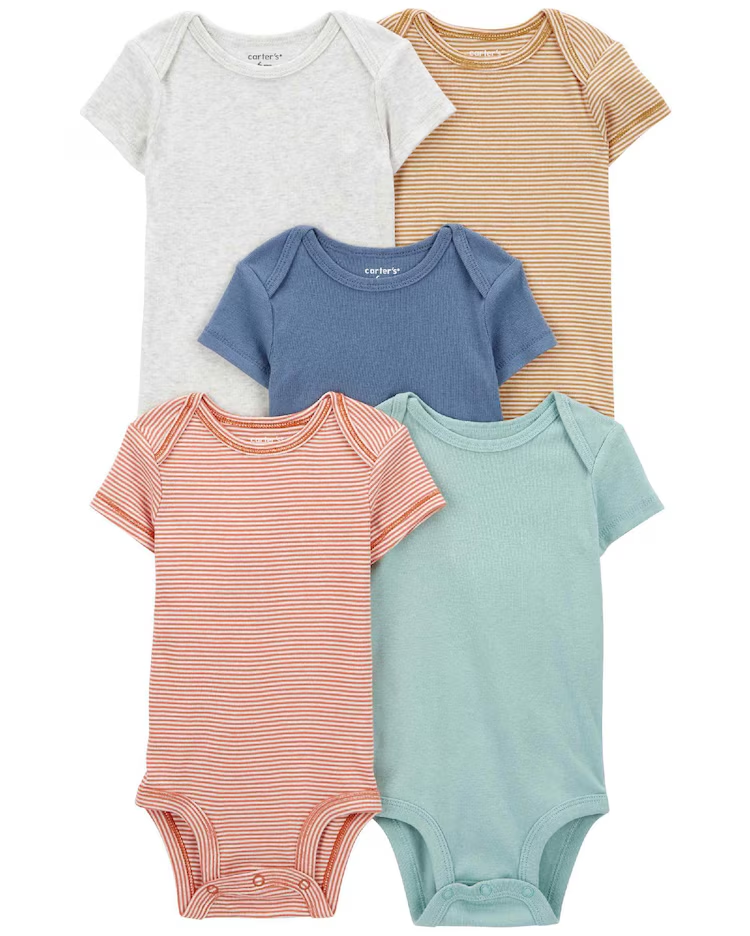 Kit body bebê 5 peças básico e listras multicor | Carter's
