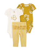Conjunto curto bebê 3 peças babados floral com faixa multicor | Carter's