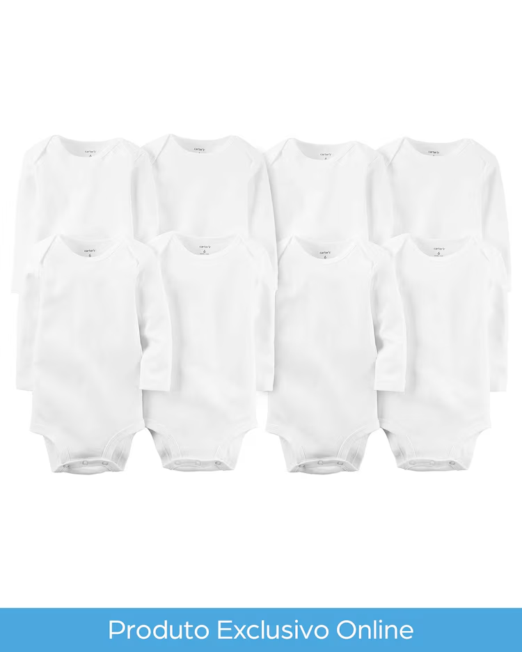 Kit body bebê 8 peças manga longa branco | Carter's