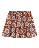 Saia Curta Infantil Babados Linho Floral Marrom Carter's Tam 6 a 8