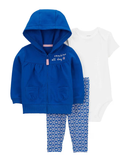 Conjunto longo de moletom bebê 3 peças capuz floral multicor | Carter's